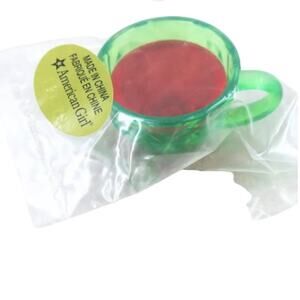 American Girl Doll Glass Cup Green Red Punch Tea Coffee Cup Maryellen Accessory